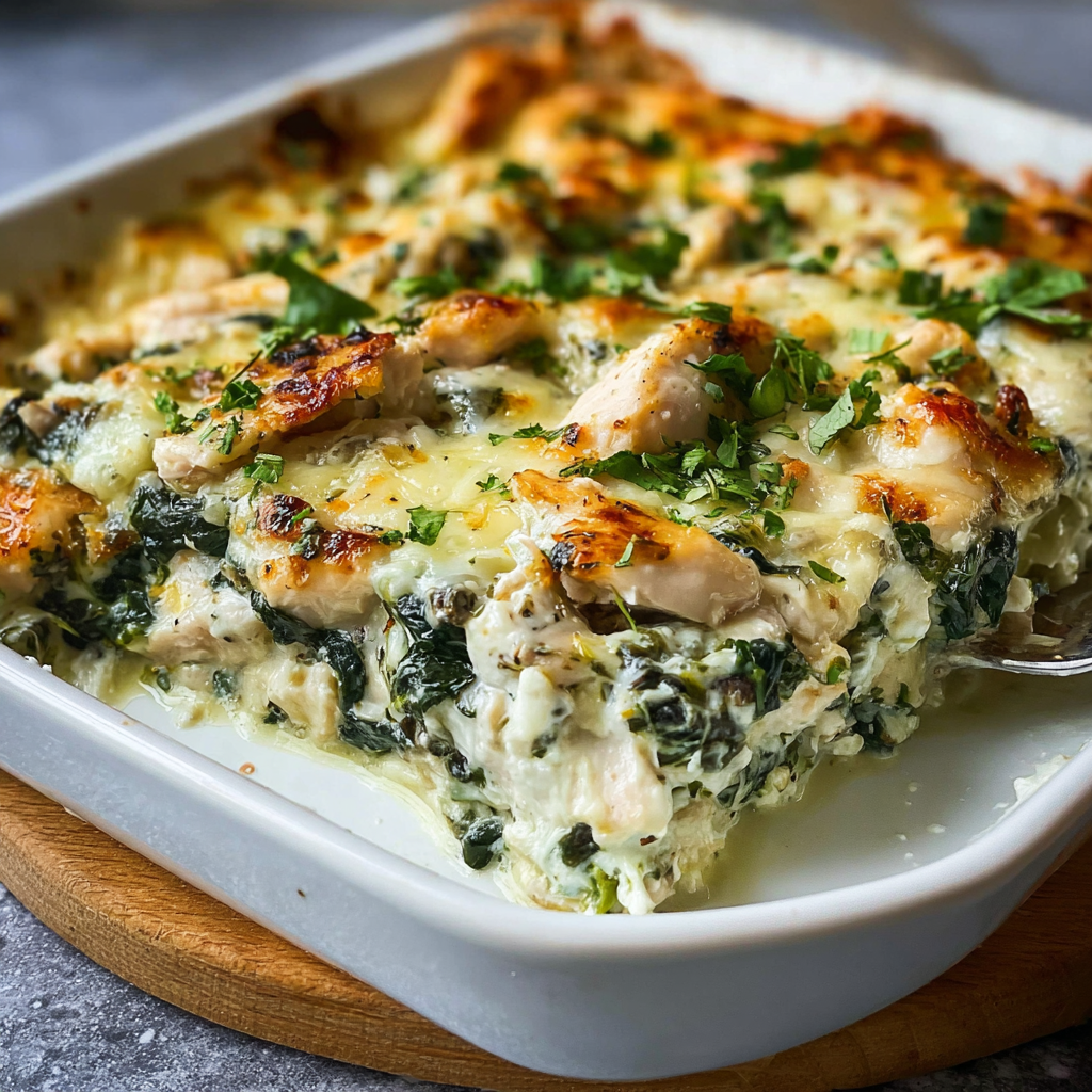 Chicken and Spinach Casserole with Cream Cheese