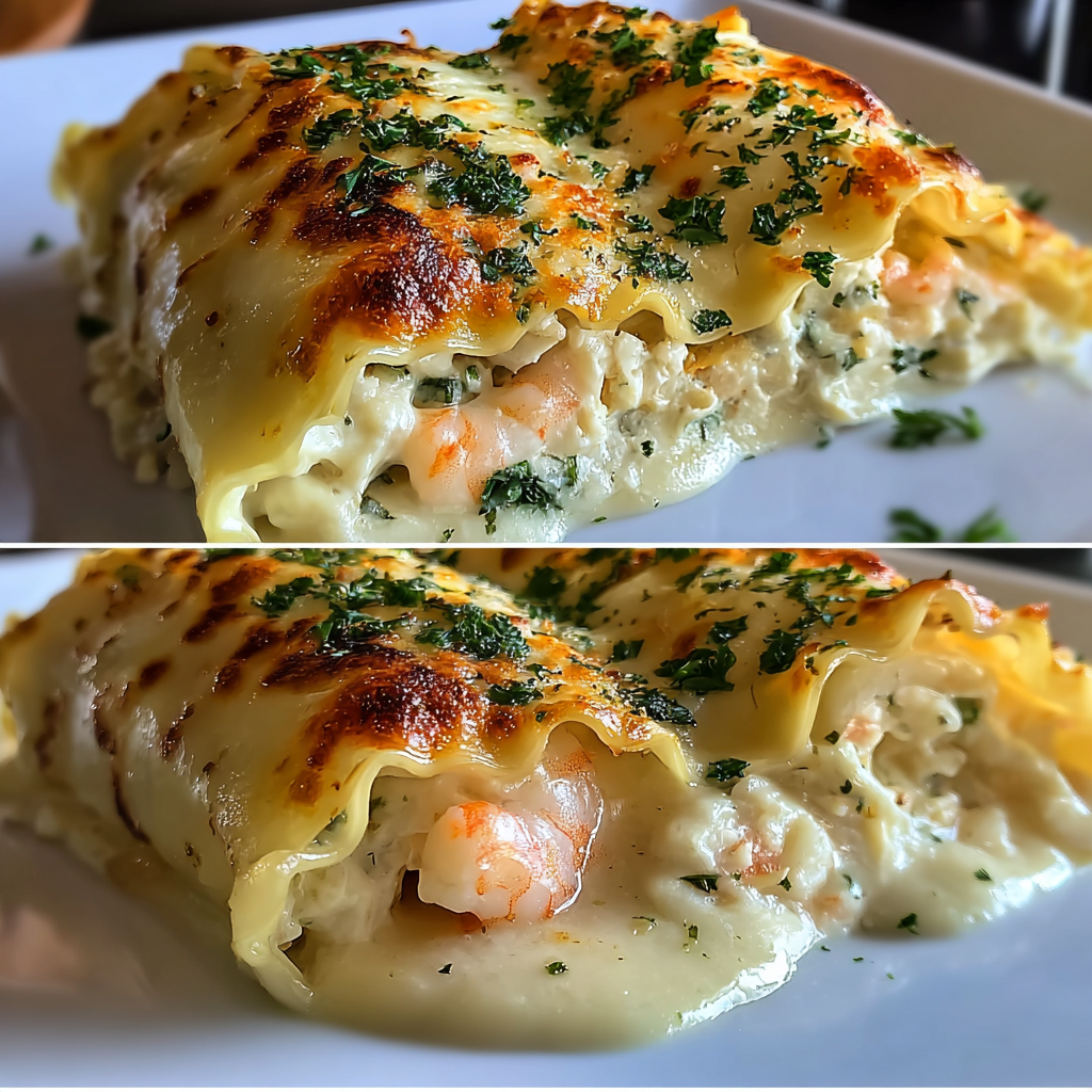 Shrimp & Crab Alfredo Lasagna Roll Ups
