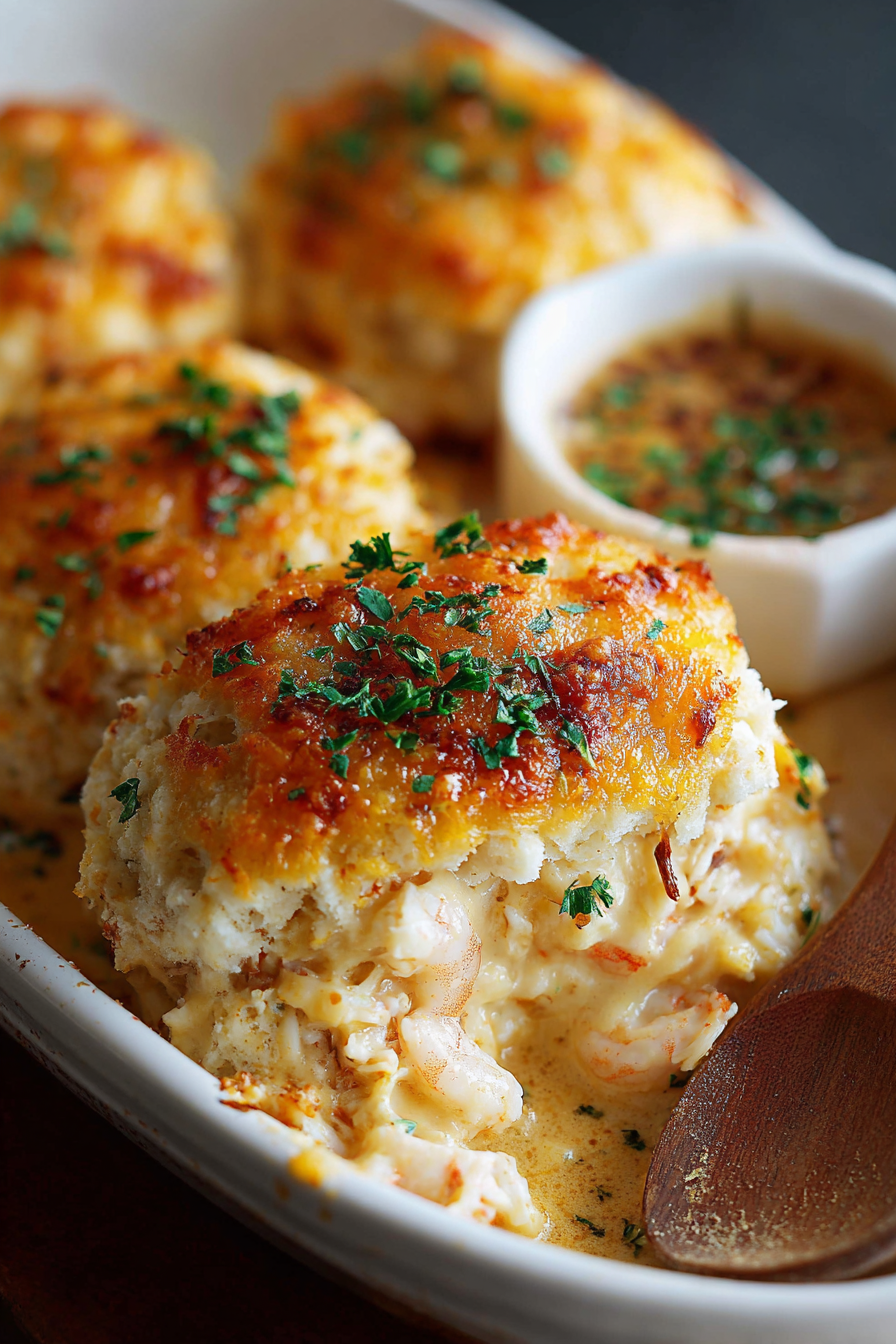 Close-up of a cut open biscuit melt showing filling