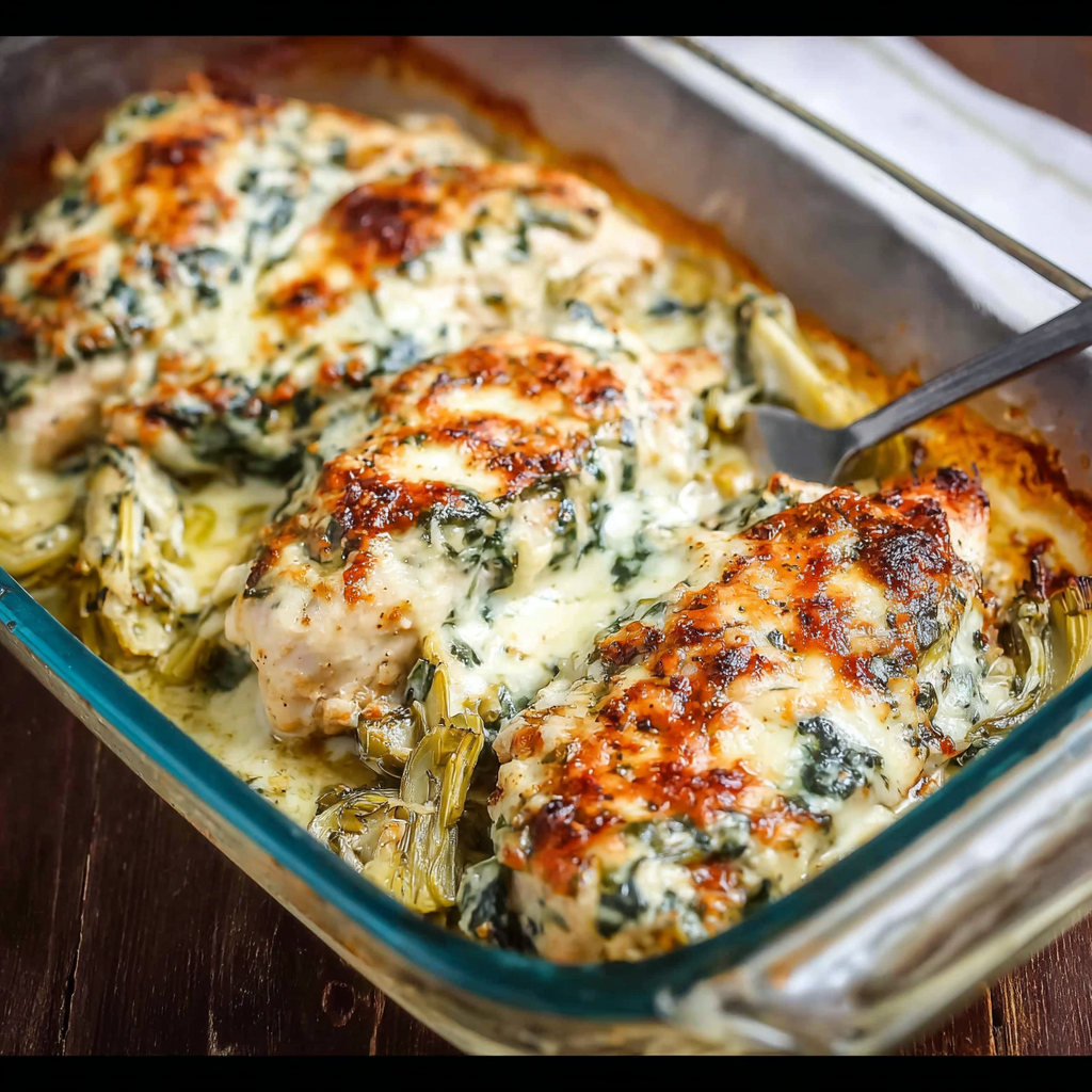 Healthy Spinach Artichoke Chicken Bake