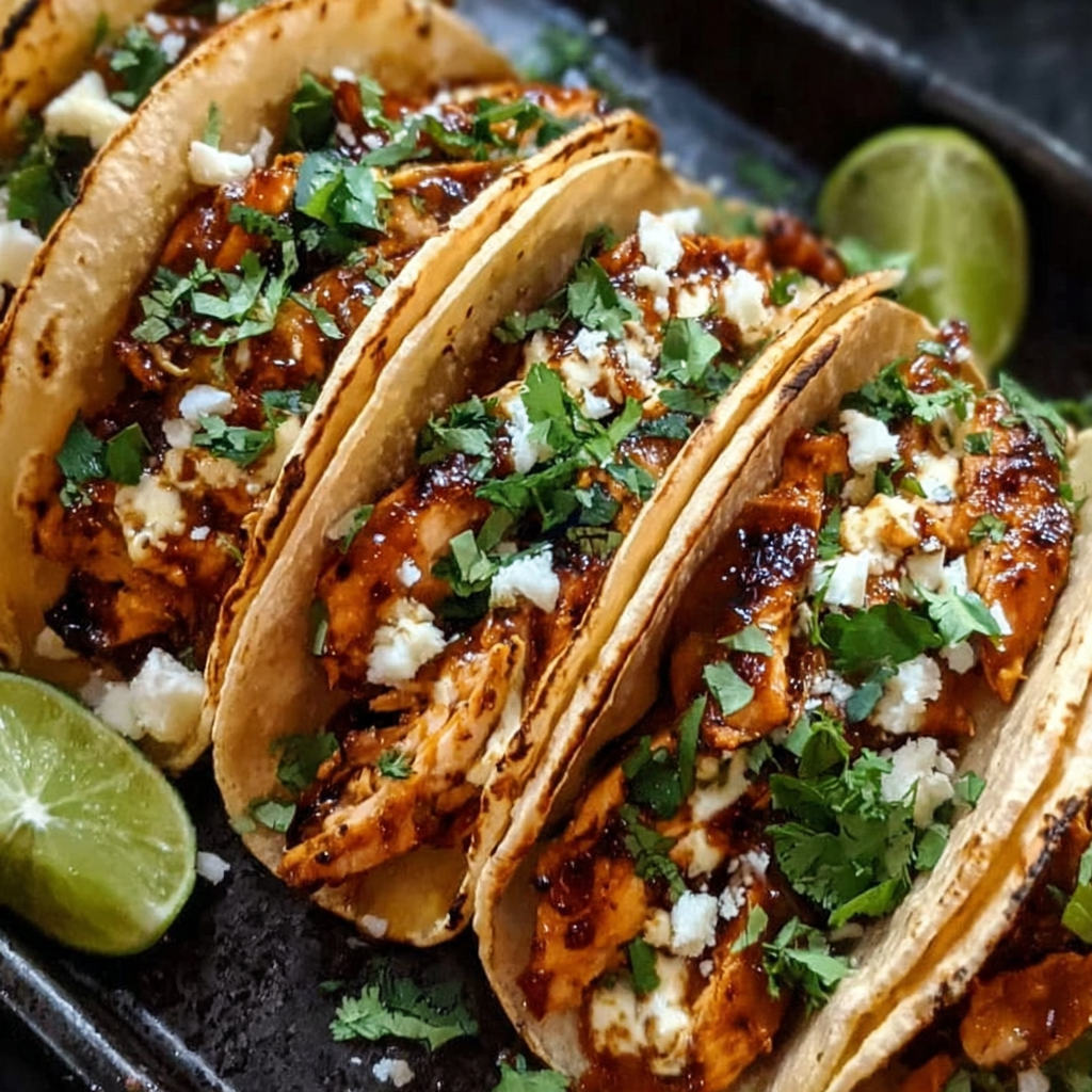 Garlic Butter Honey BBQ Chicken Tacos