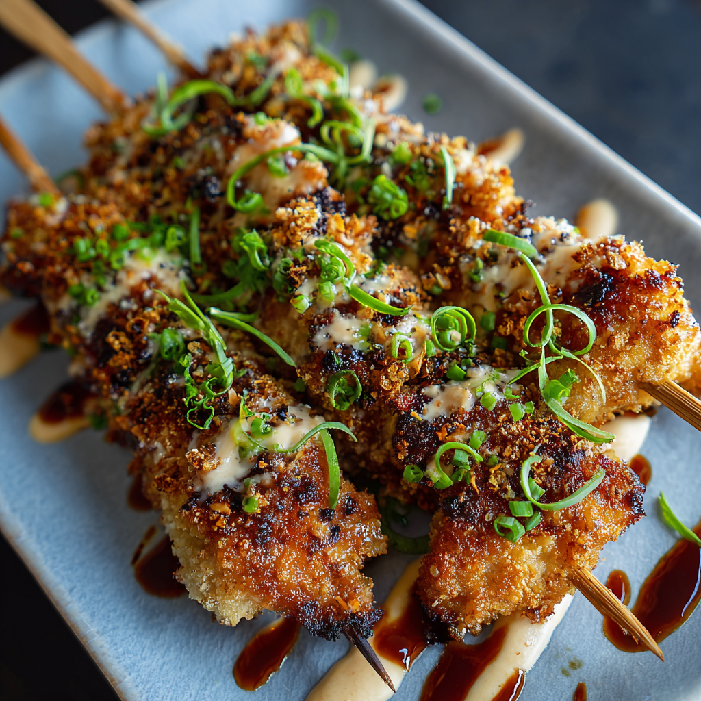 Close-up of bang bang sauce being drizzled