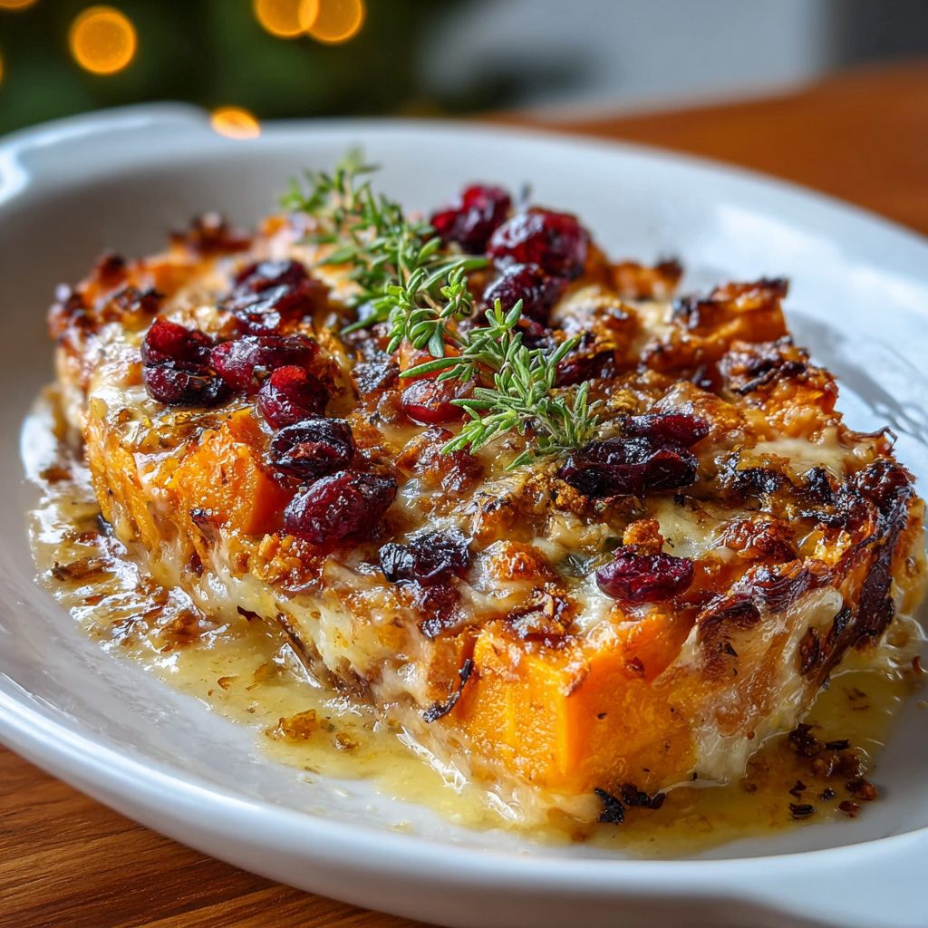 Golden gratin with crisp breadcrumb topping