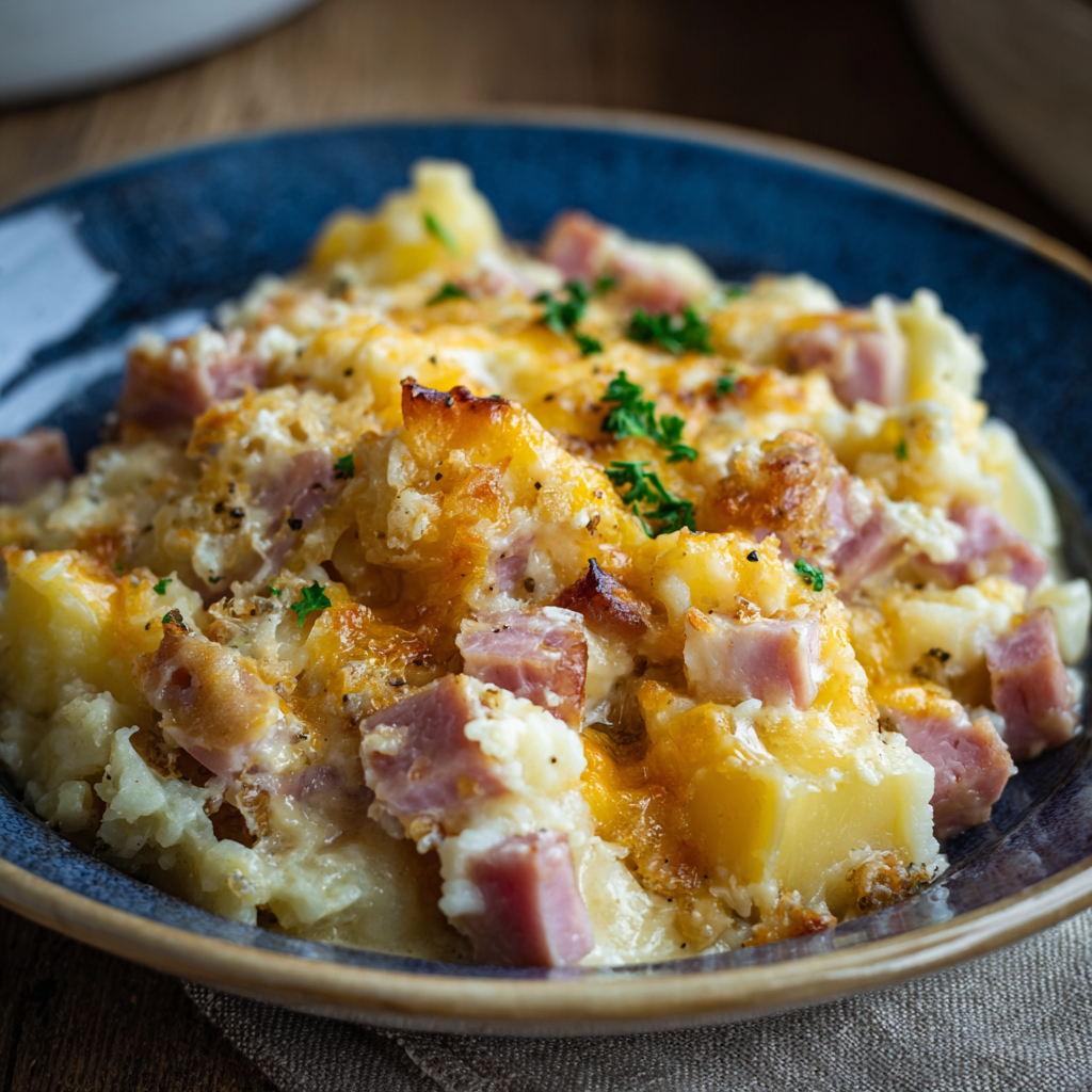 Crockpot Ham and Potato Casserole in slow cooker