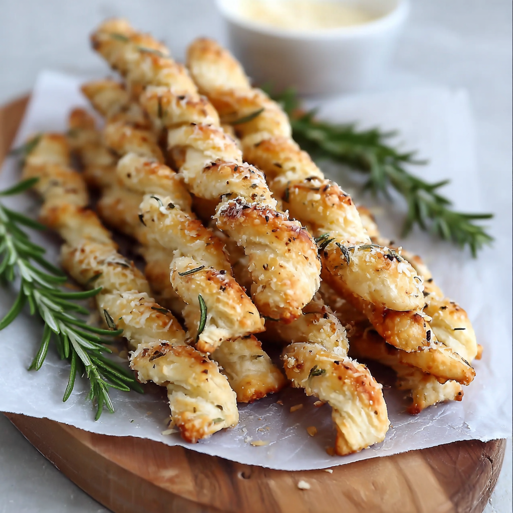 Baked cheese straws arranged on a cooling rack