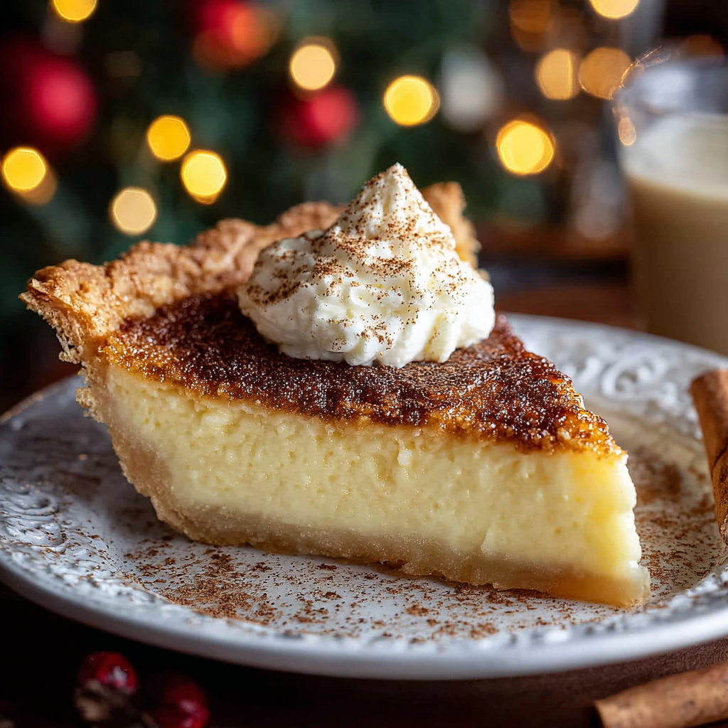 Close-up of custard filling with cinnamon dusting