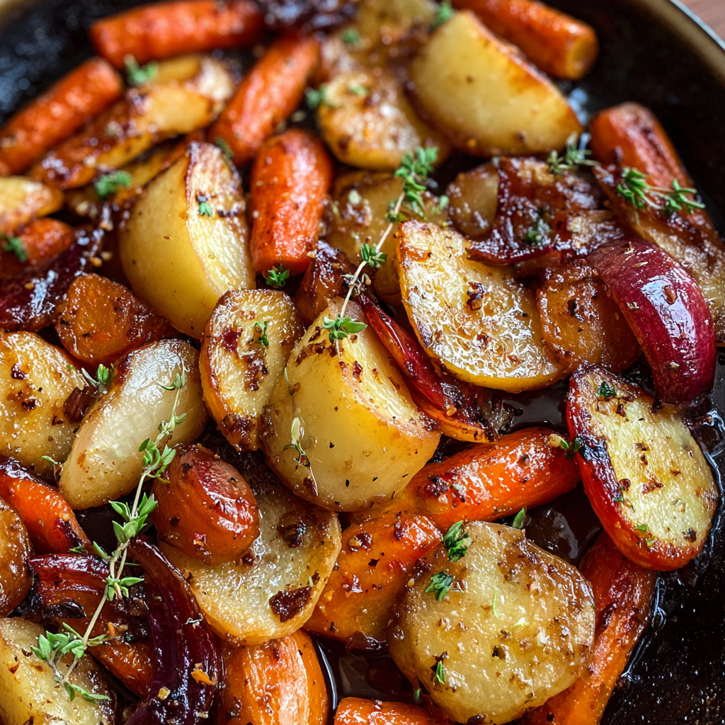 Maple Dijon Roasted Apples & Carrots