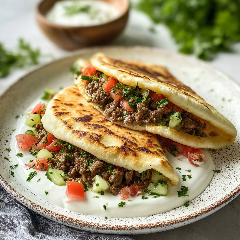 Mediterranean Ground Beef Pita Pockets