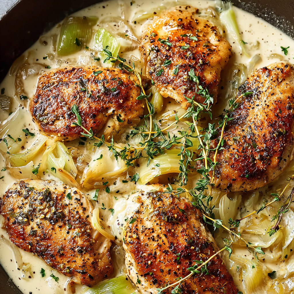 Chicken with Creamy Leek Sauce