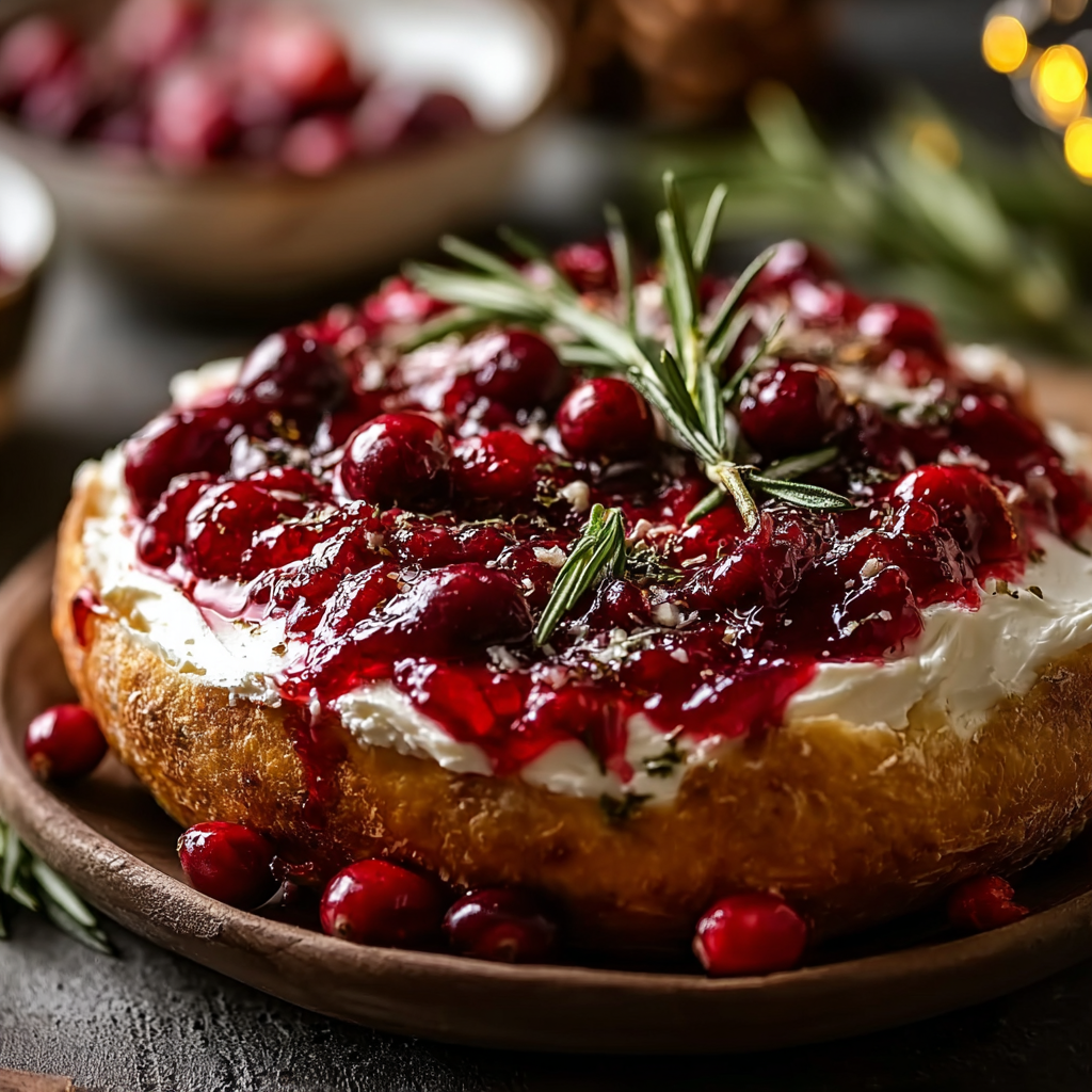 baked cranberry cream cheese dip in dish