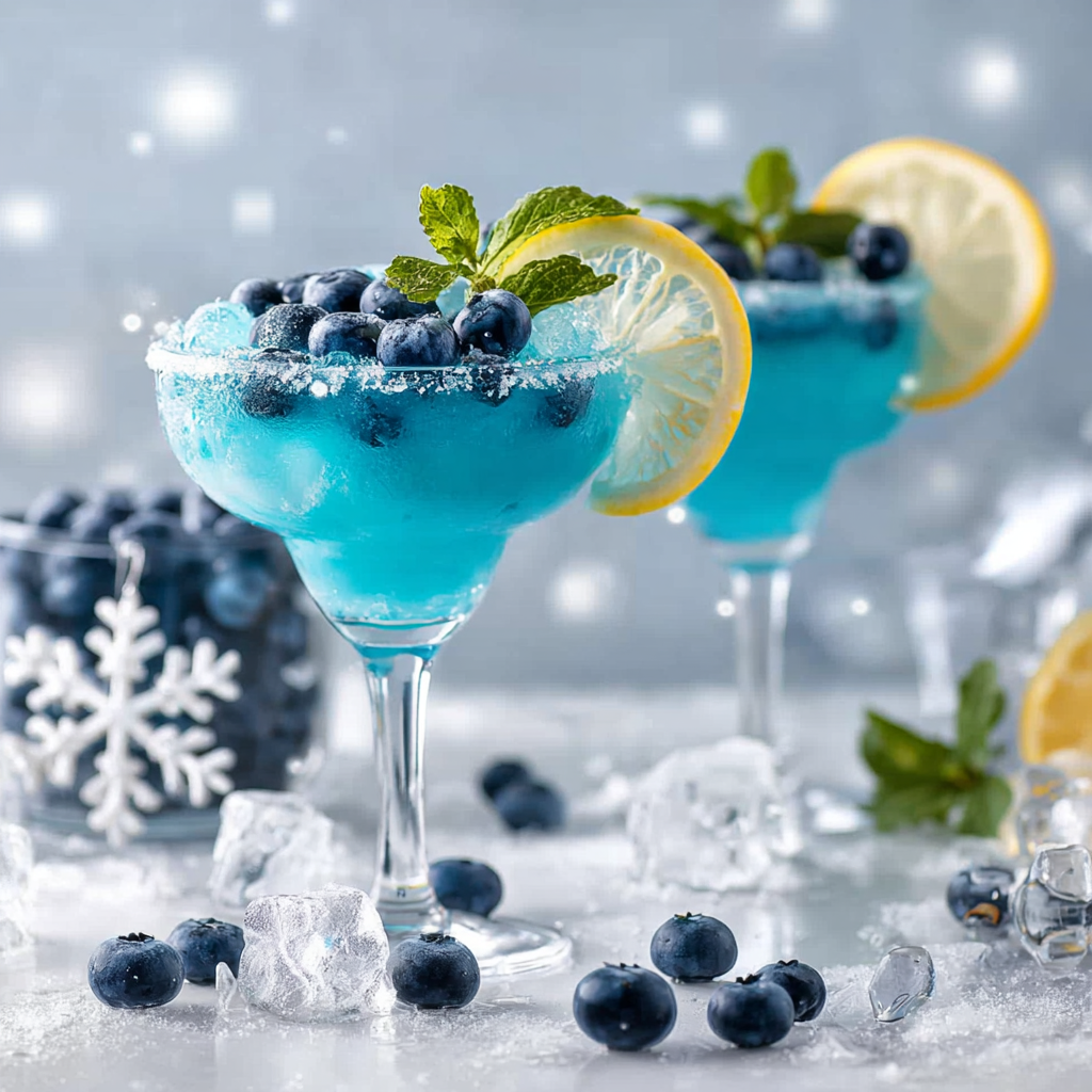 Close-up of muddled blueberries in a shaker