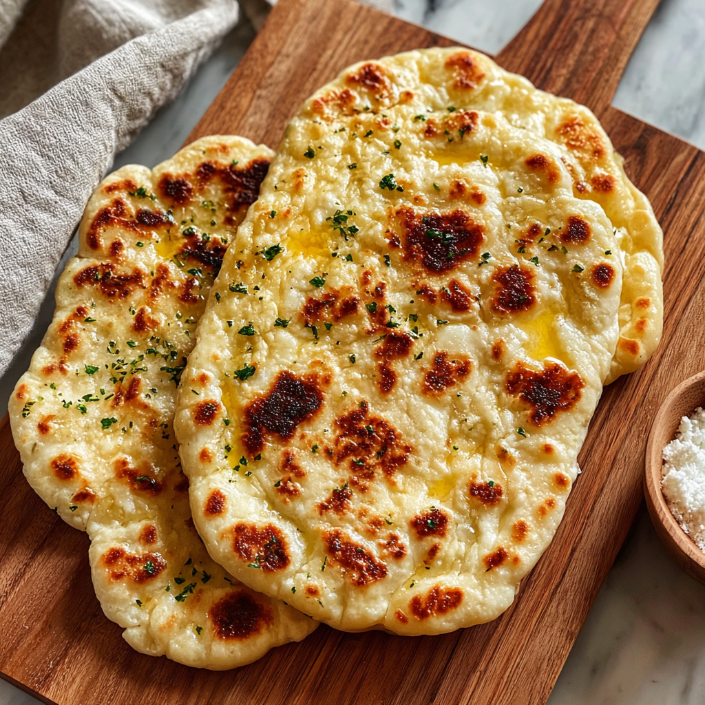 Flatbreads cooking in a cast iron skillet