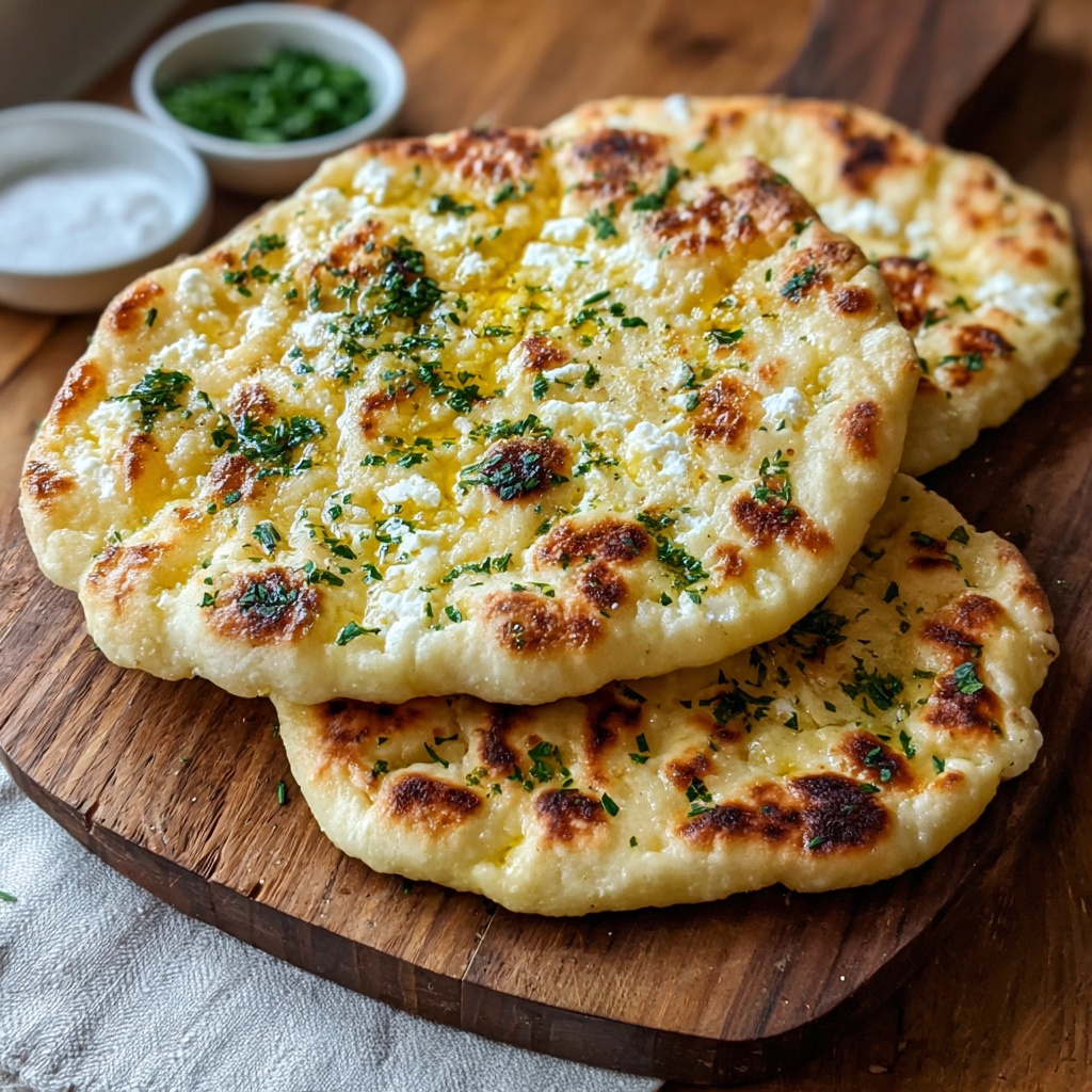 Stack of warm flatbreads on a plate