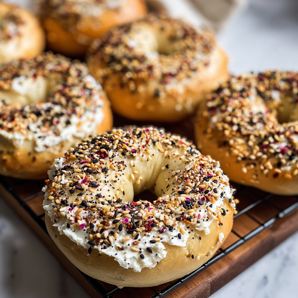 Shaping Greek yogurt bagels on a floured surface