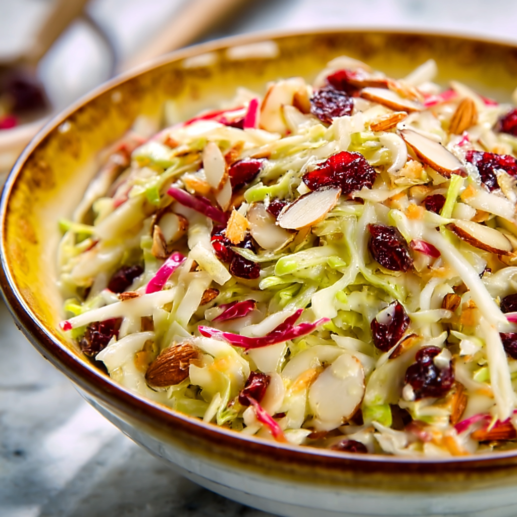 Ingredients arranged for cranberry almond slaw