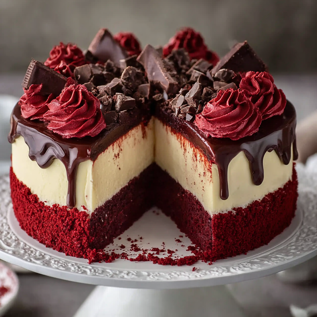 Red Velvet Cheesecake Layer - cross section