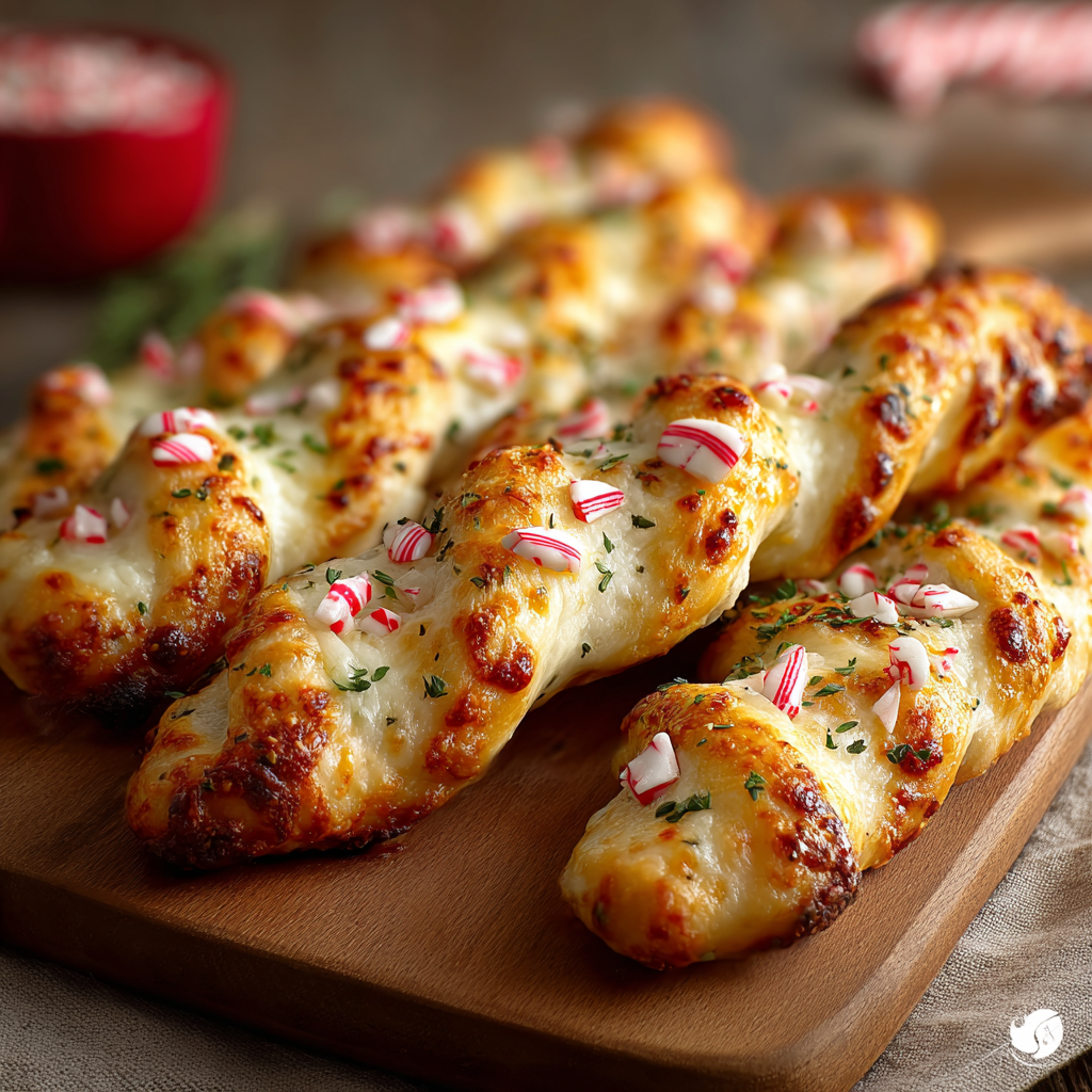Candy Cane Pizza Bread Sticks