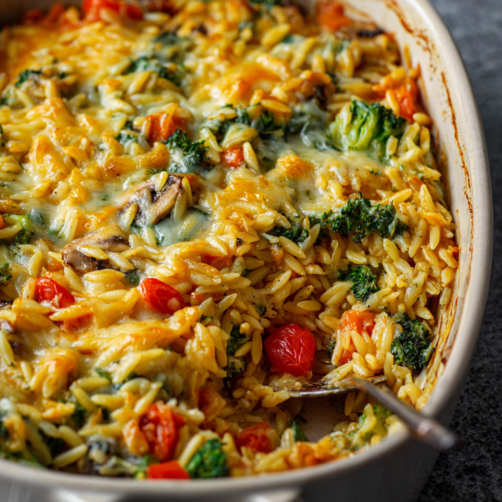Close up of melted mozzarella and roasted vegetables