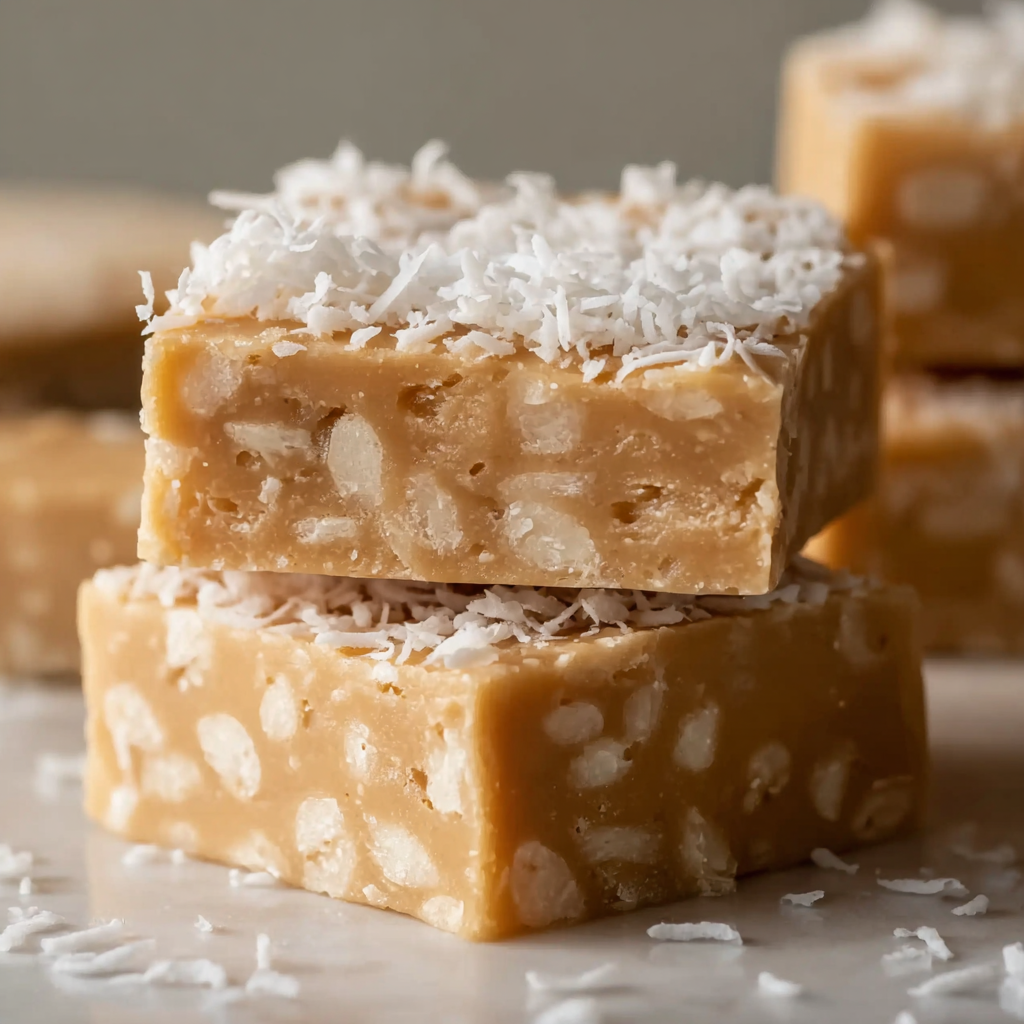 Coconut vanilla bars in a pan