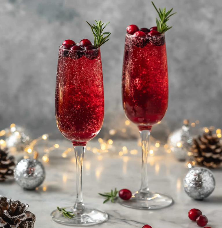 Sugared cranberries and mimosas