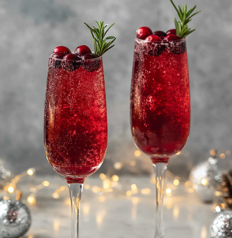 Champagne and rosemary garnish