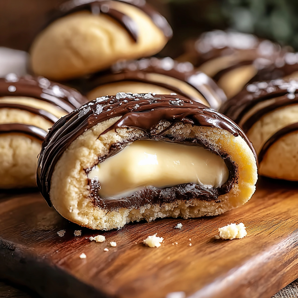 Boston Cream Pie Cookie Bites on cooling rack