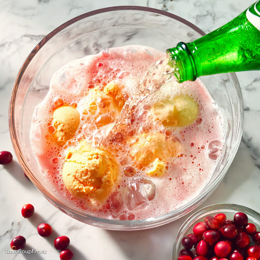 Glasses filled with festive punch and garnishes