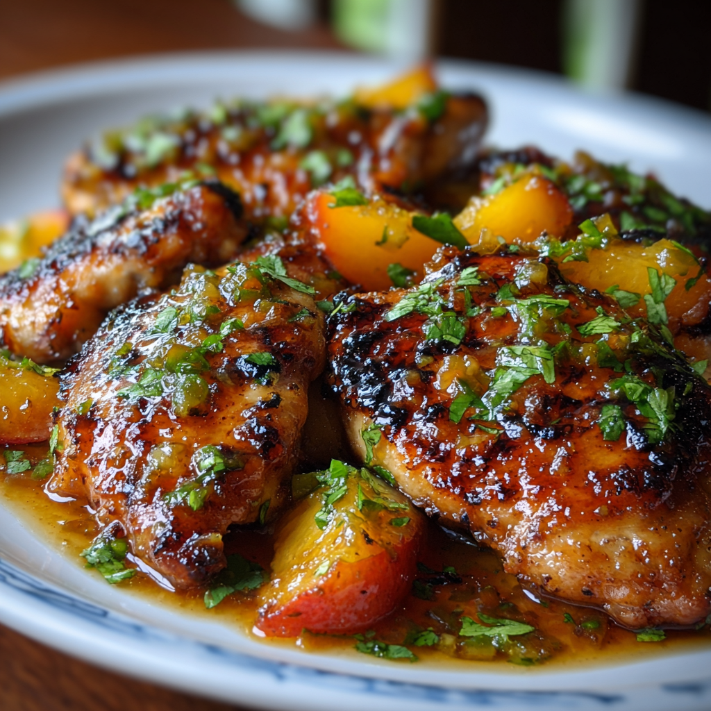 Prepared jalapeno peach marinade in bowl