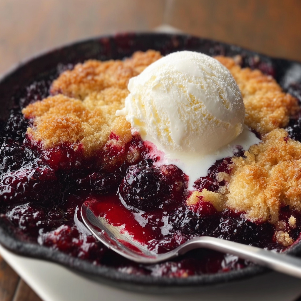 Blackberry cobbler fresh from the oven