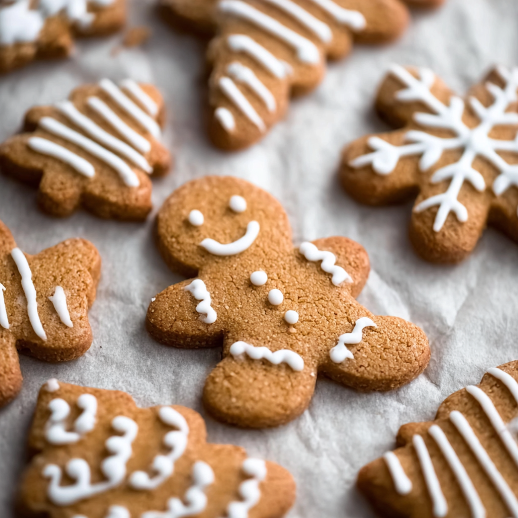 decorated gingerbread cookies on a wire rack