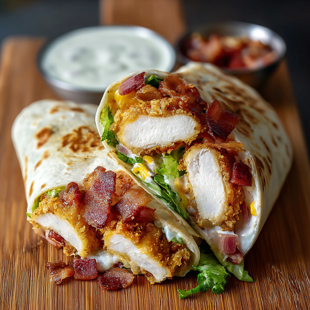 Crispy Chicken Bacon Ranch Wrap on plate