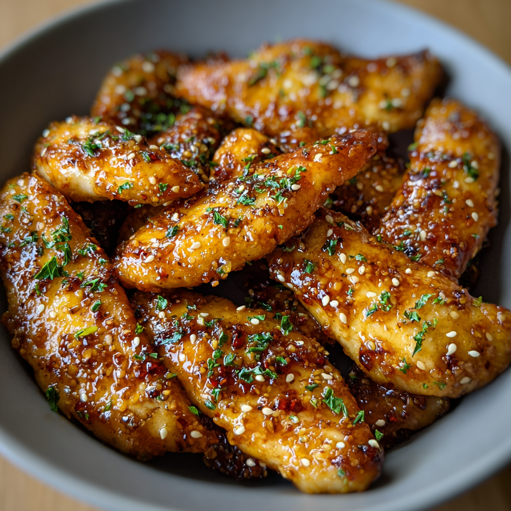 Plated chicken tenders with dipping sauce and salad