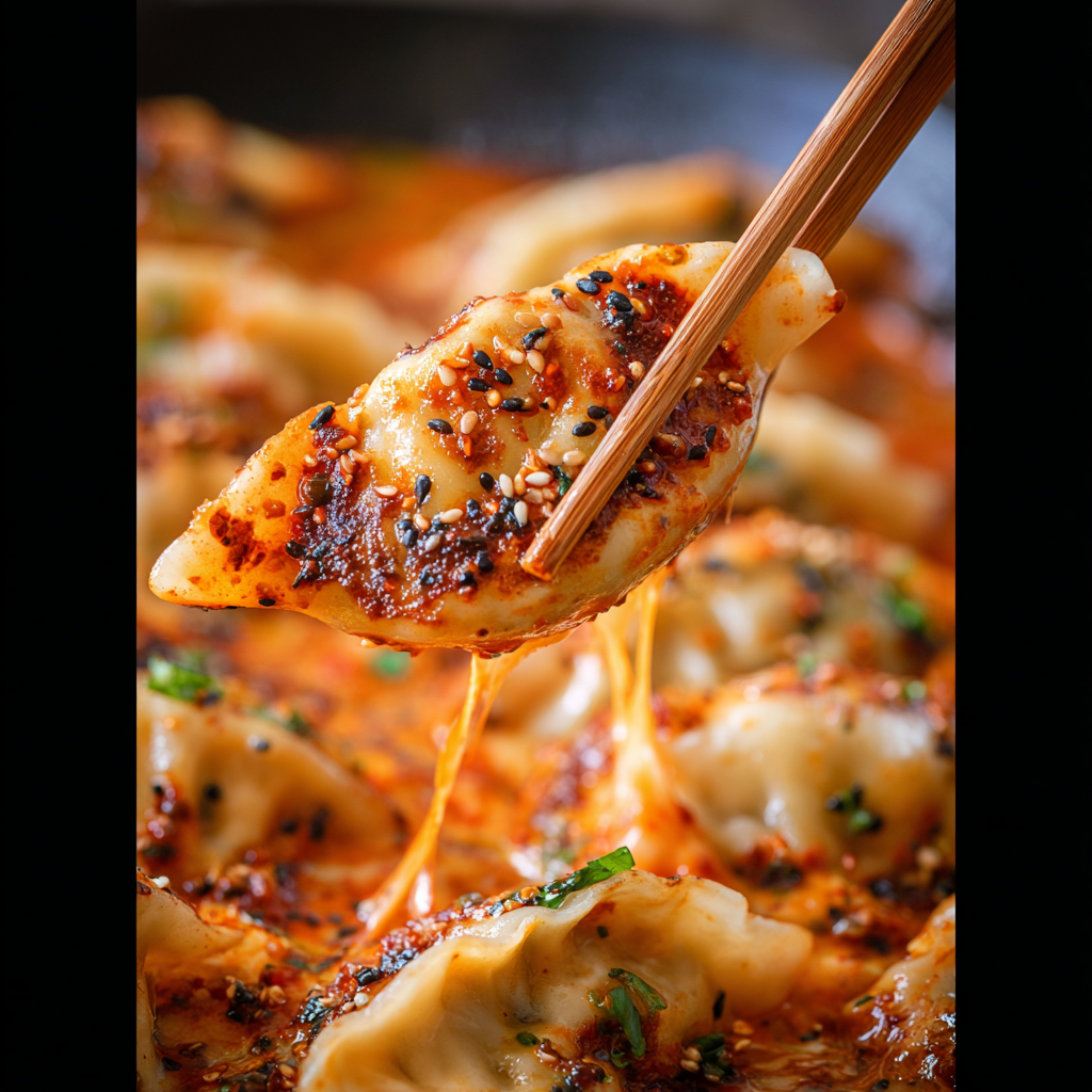 One pan baked dumplings in coconut red curry sauce