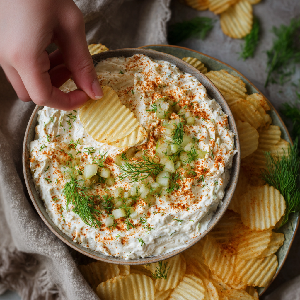 Toasted panko and chopped pickles ready to fold into the sour cream base
