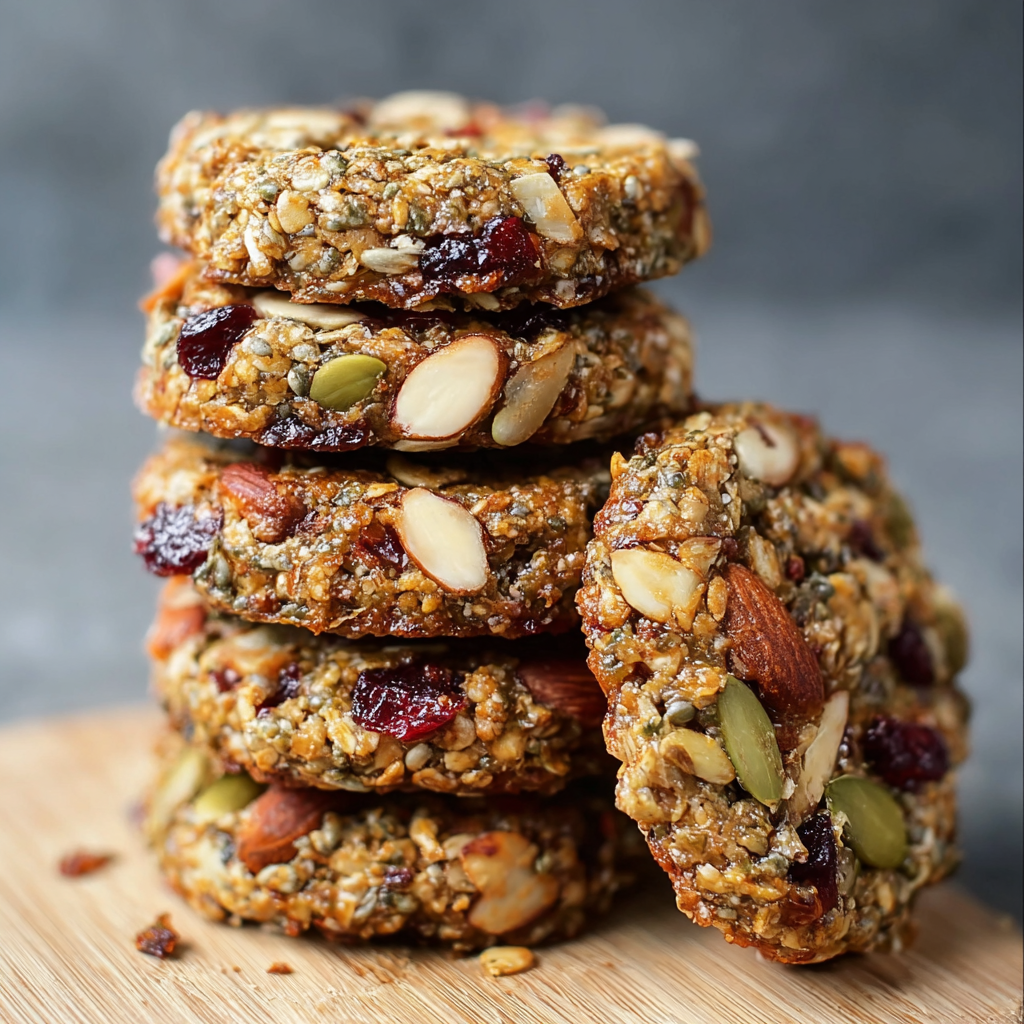 Tray of nut and seed cookies cooling on a rack