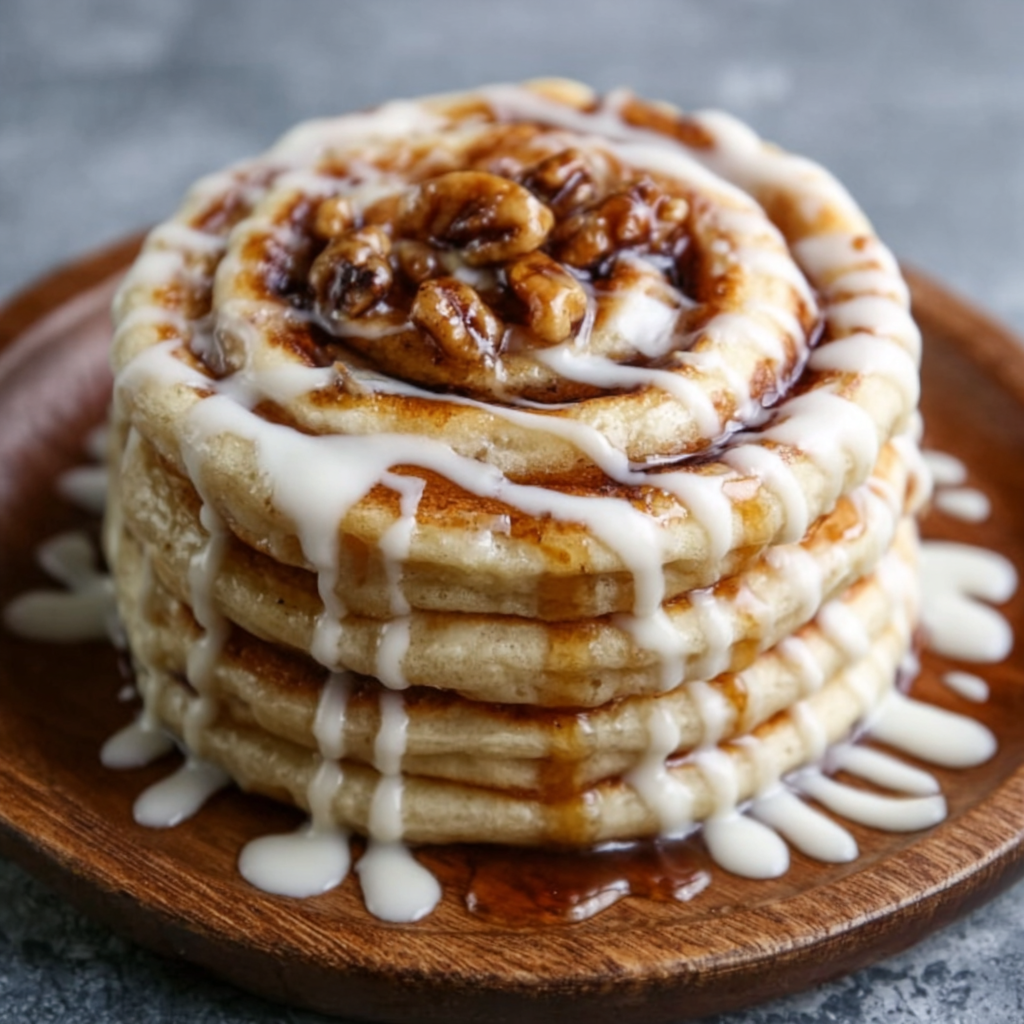 Cinnamon Roll Pancake Stacks