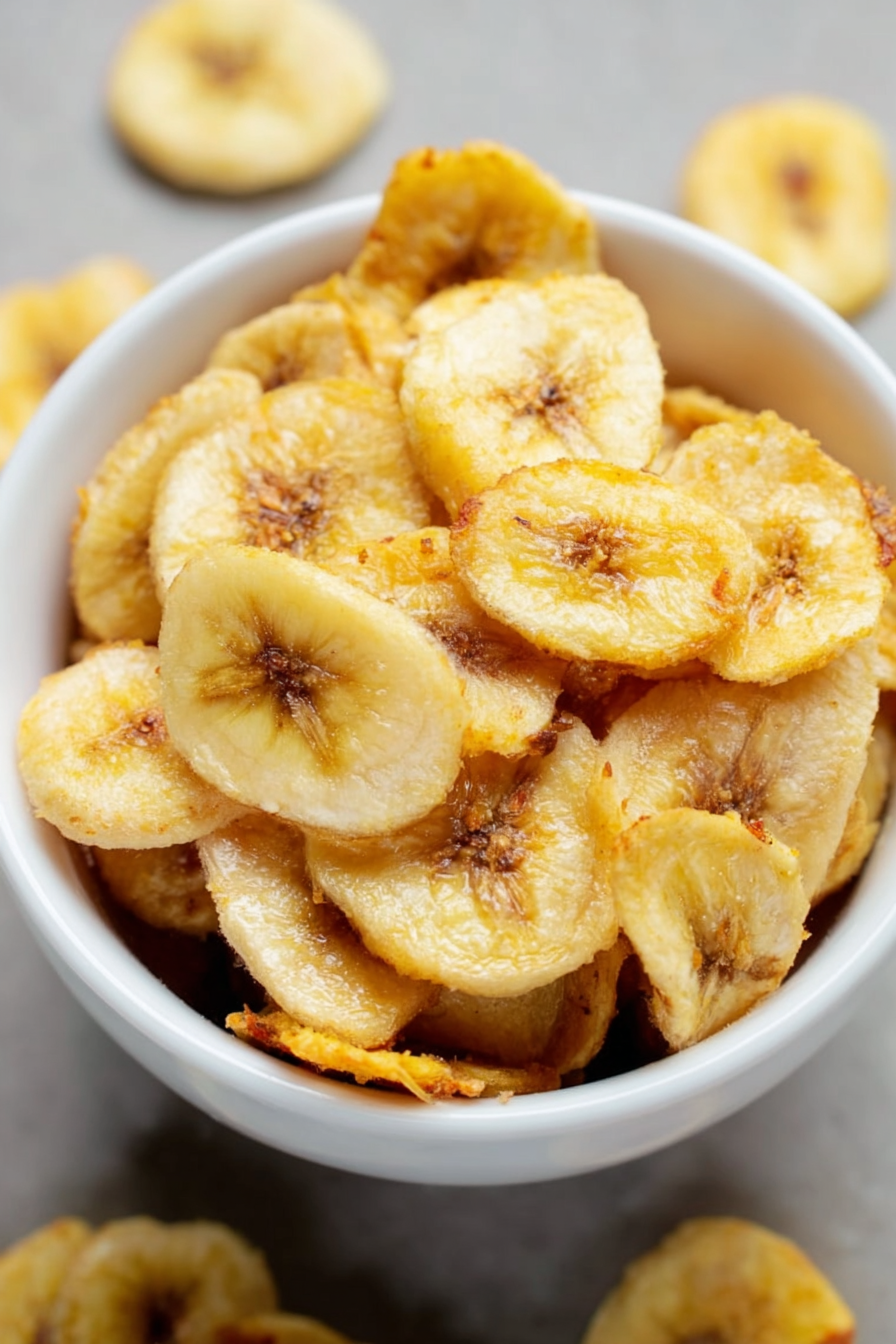 Sliced bananas arranged in air fryer basket