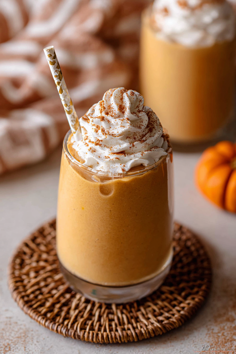 Pumpkin Pie Smoothie with garnish and fall decor