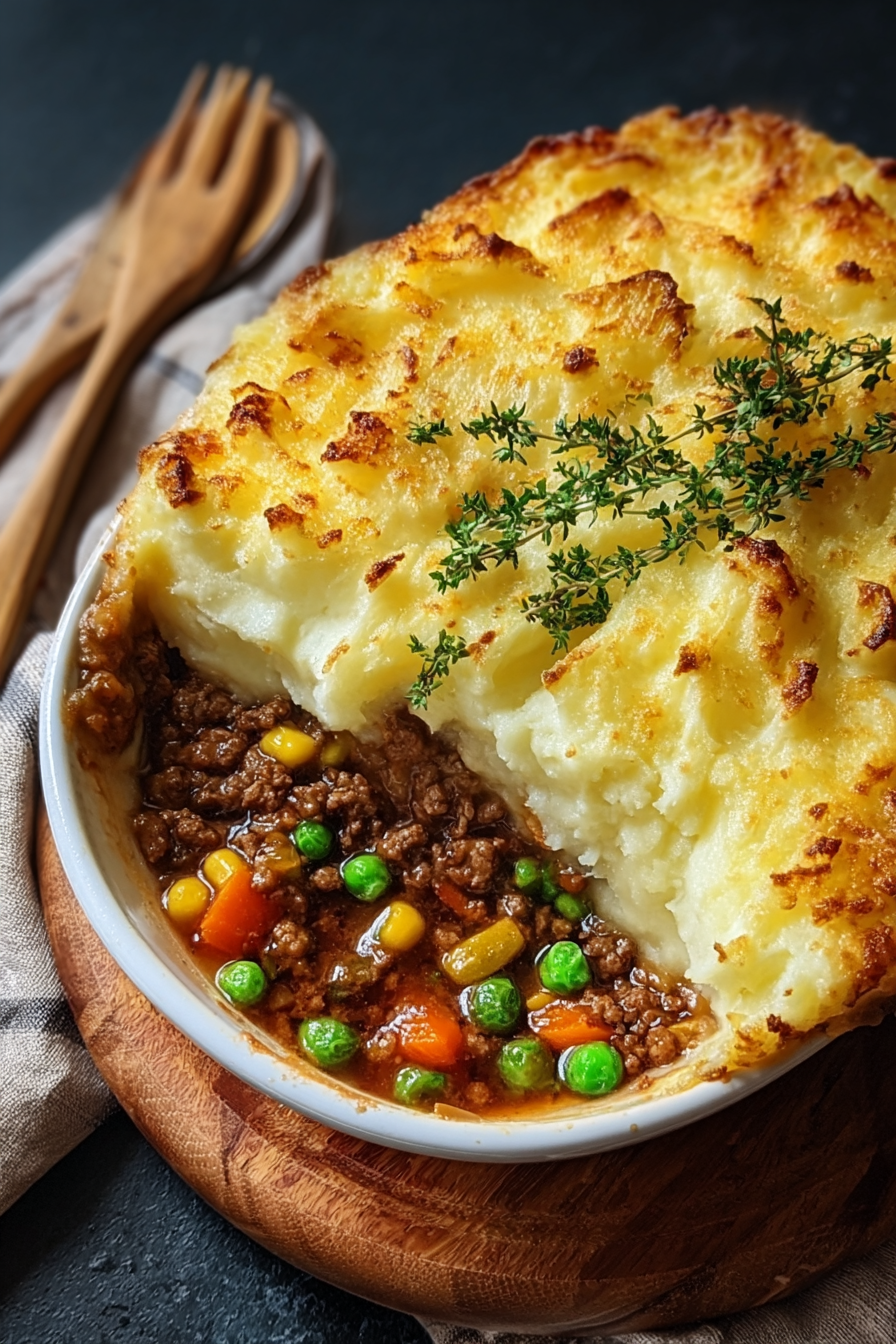 Baked Shepherd's Pie Casserole with golden potato topping