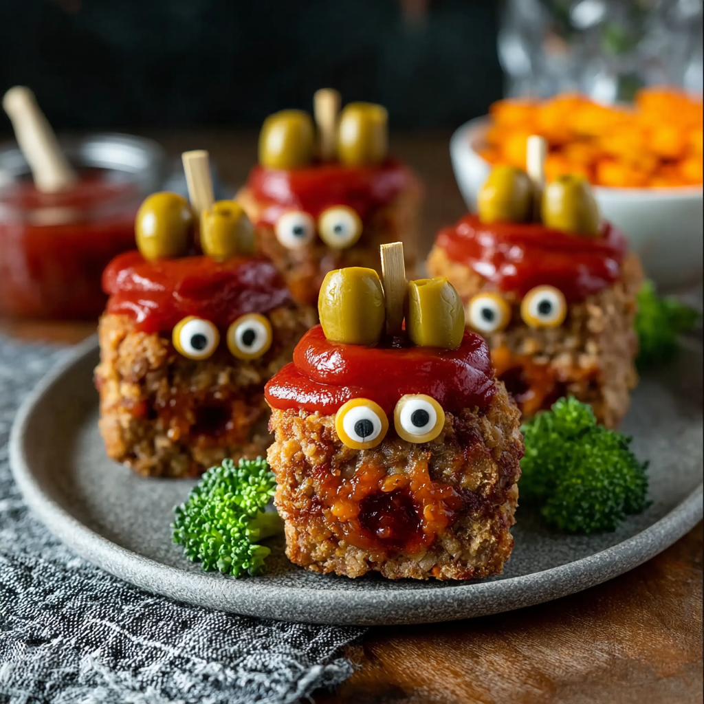 Mini Monster Meatloaf Halloween Dinner