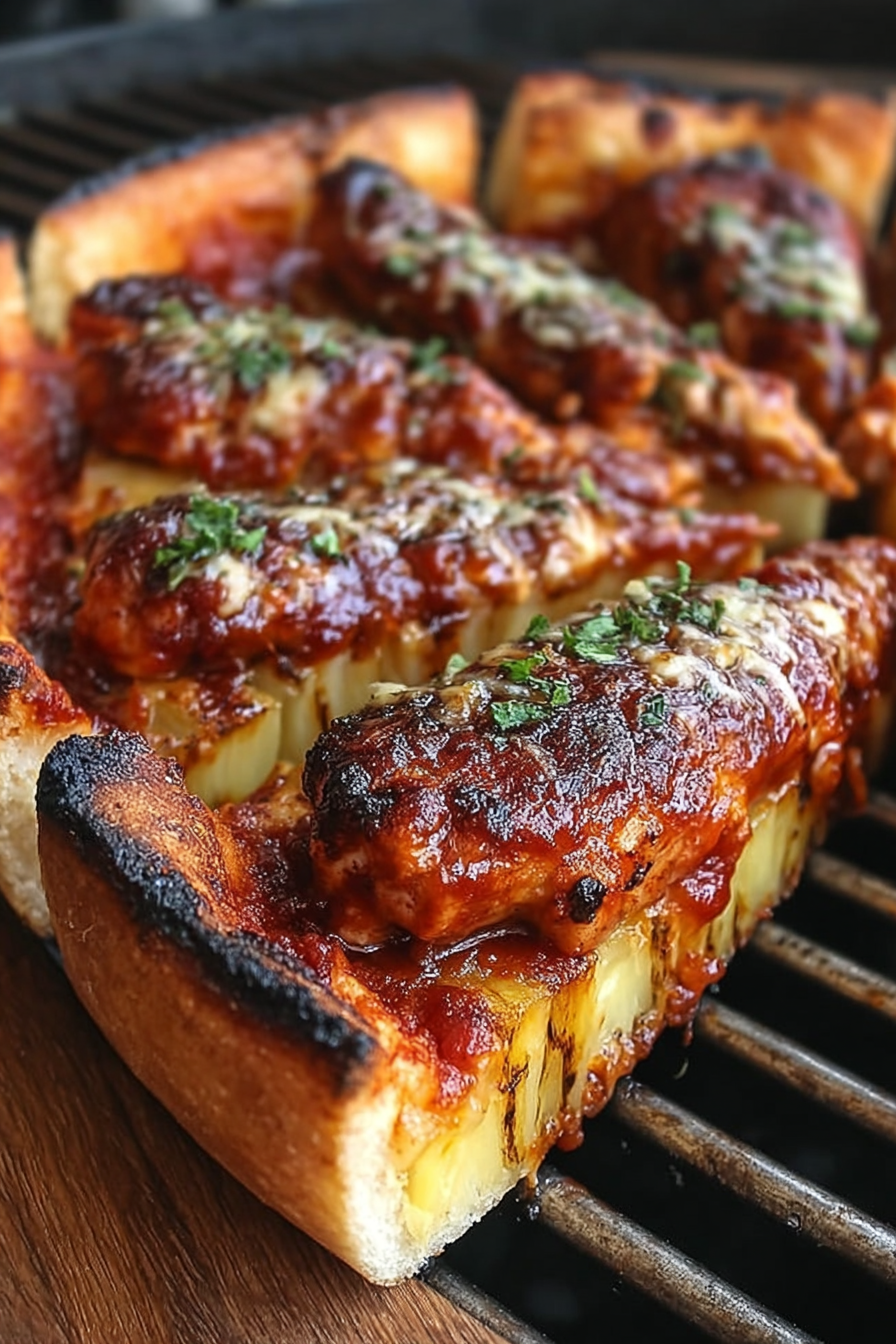 Deep dish pizza fresh from oven