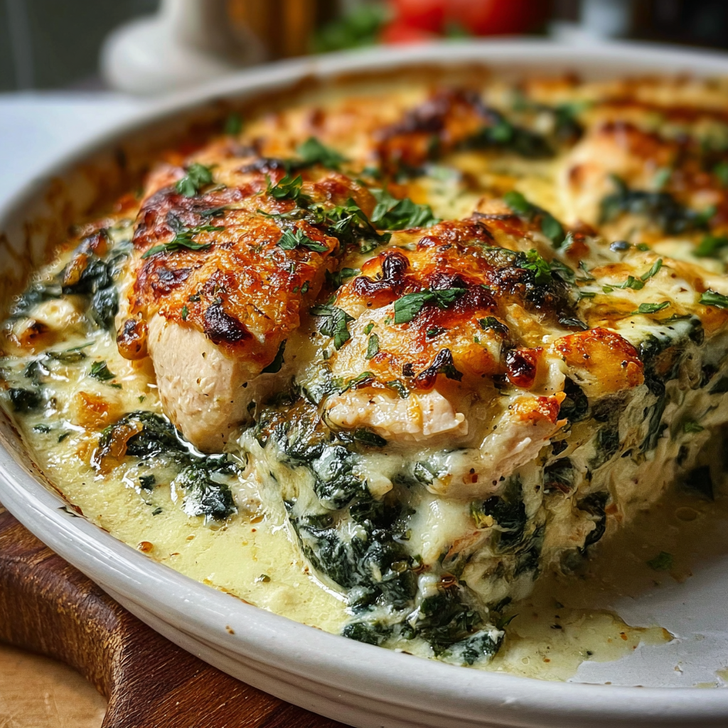 Chicken and Spinach Casserole with Cream Cheese