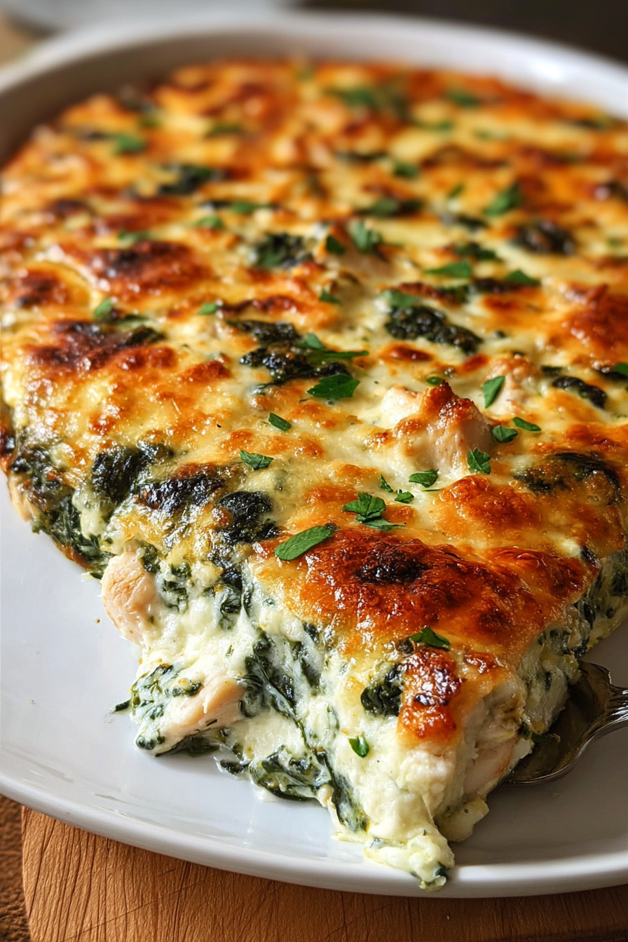Chicken and Spinach Casserole before baking