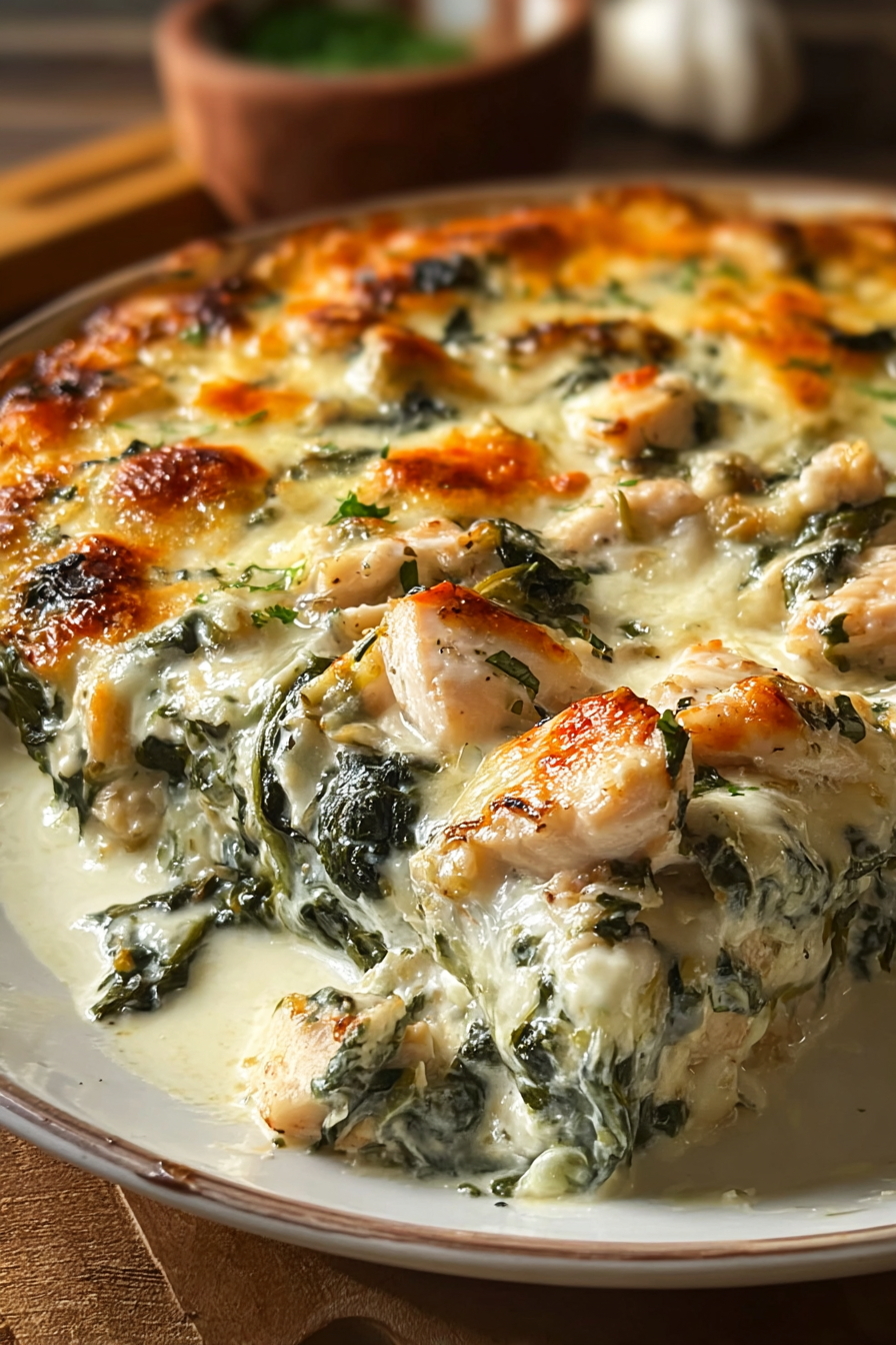 Baked casserole with golden cheese top