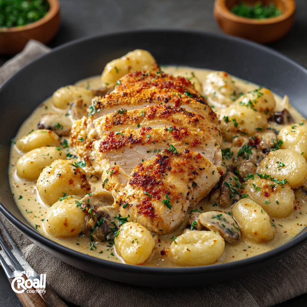 Asiago Chicken and Gnocchi plated