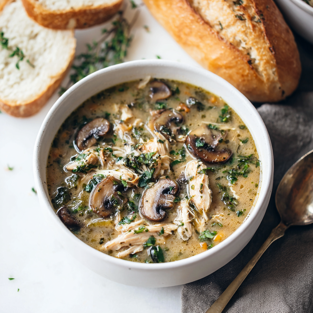 Comforting Rotisserie Chicken and Mushroom Soup