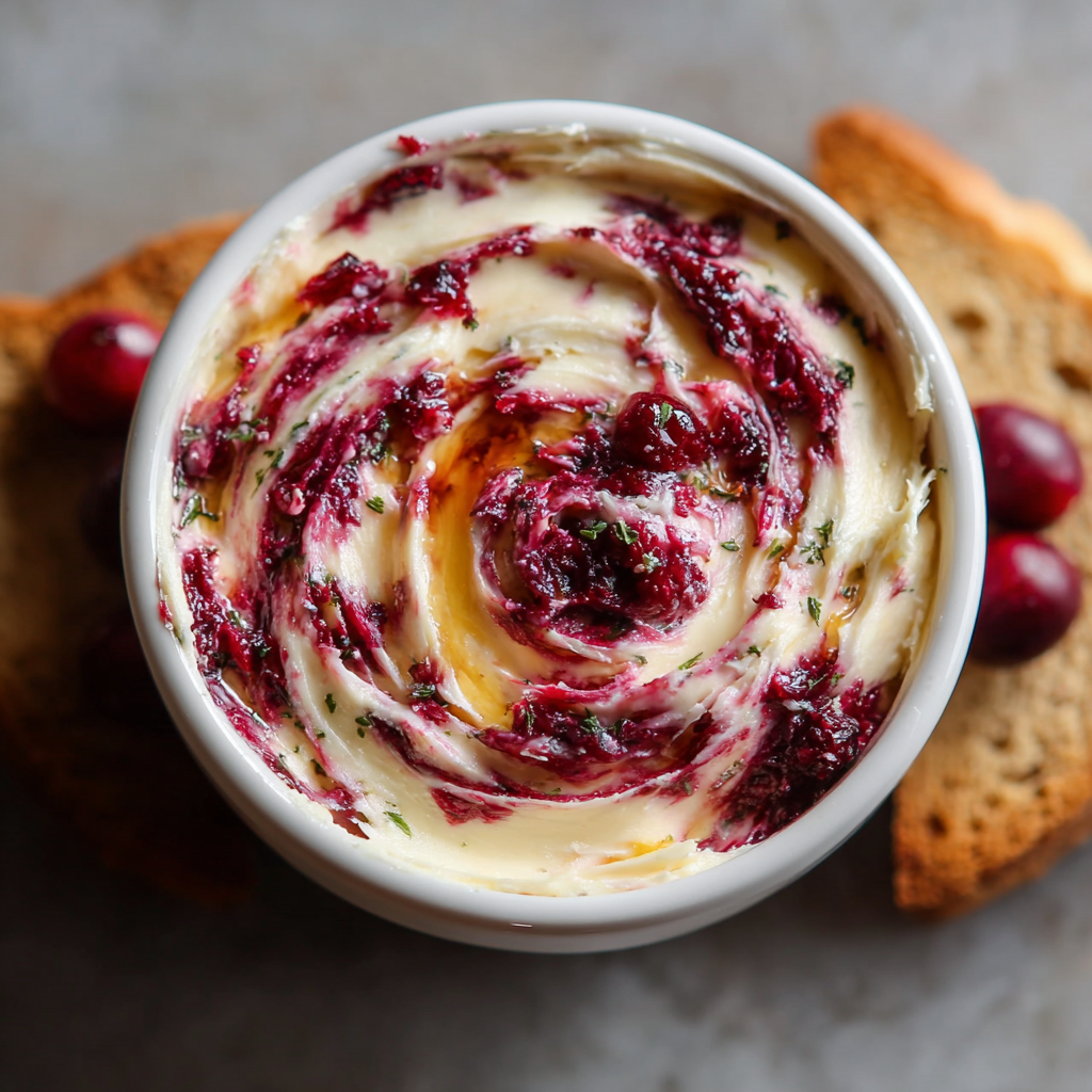 Butter spread with cranberries on toast