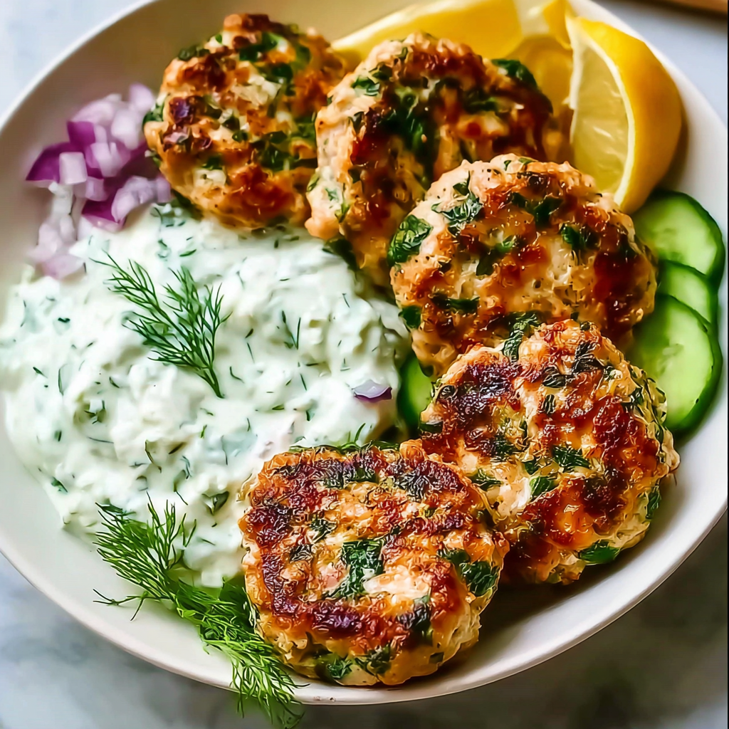 Greek Chicken Meatballs with Tzatziki Sauce