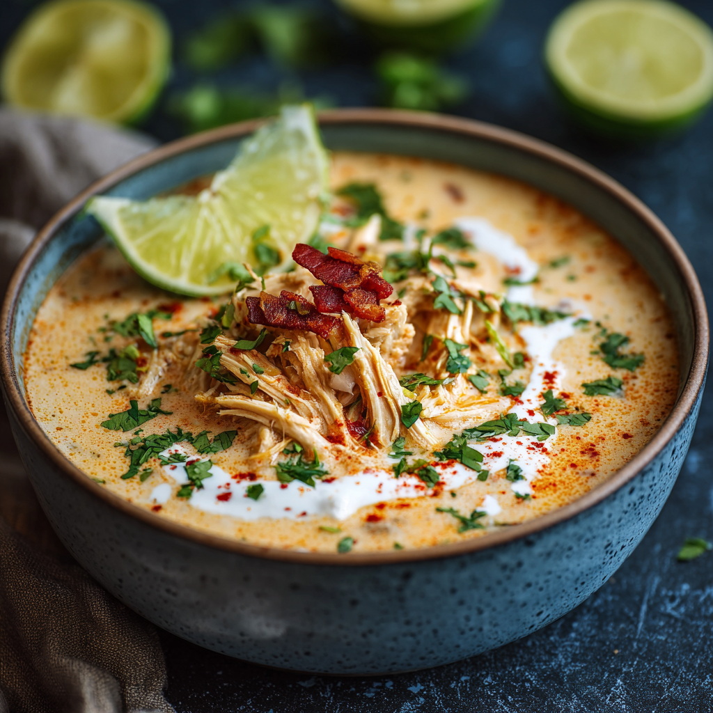 Close-up of soup being served with tortilla chips