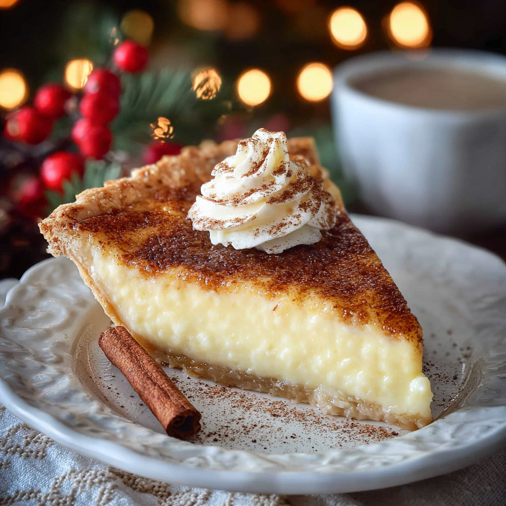 Christmas Eve Cinnamon‑Vanilla Custard Pie